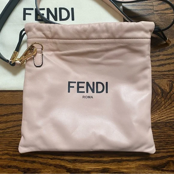 Fendi Baby Pink Leather Drawstring Crossbody / Shoulder Bag - Picture 4 of 9